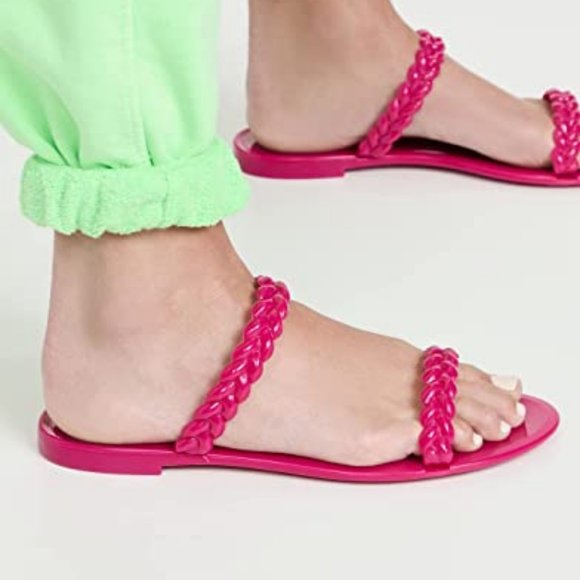 Stuart Weitzman $125 Braida Sawyer Jelly Orchid Sandals Sz 7 NIB! - Picture 2 of 3